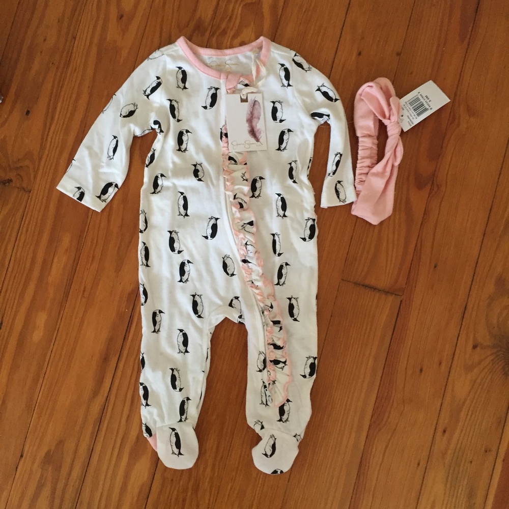 Jessica Simpson Footed Onesie&Headband